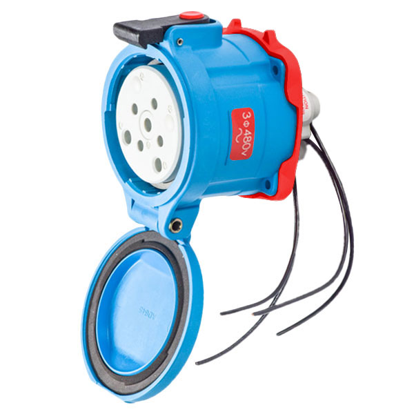 33-64042-264 - DS60 RECEPTACLE POLY BLUE SIZE 4 TYPE 3R 2P+G 60A 480 VAC 60 Hz +4 AUX